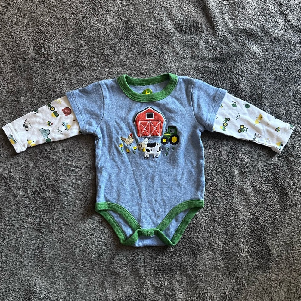 John Deere Infant Body Suit - Farm Animal Friends 3-6 months